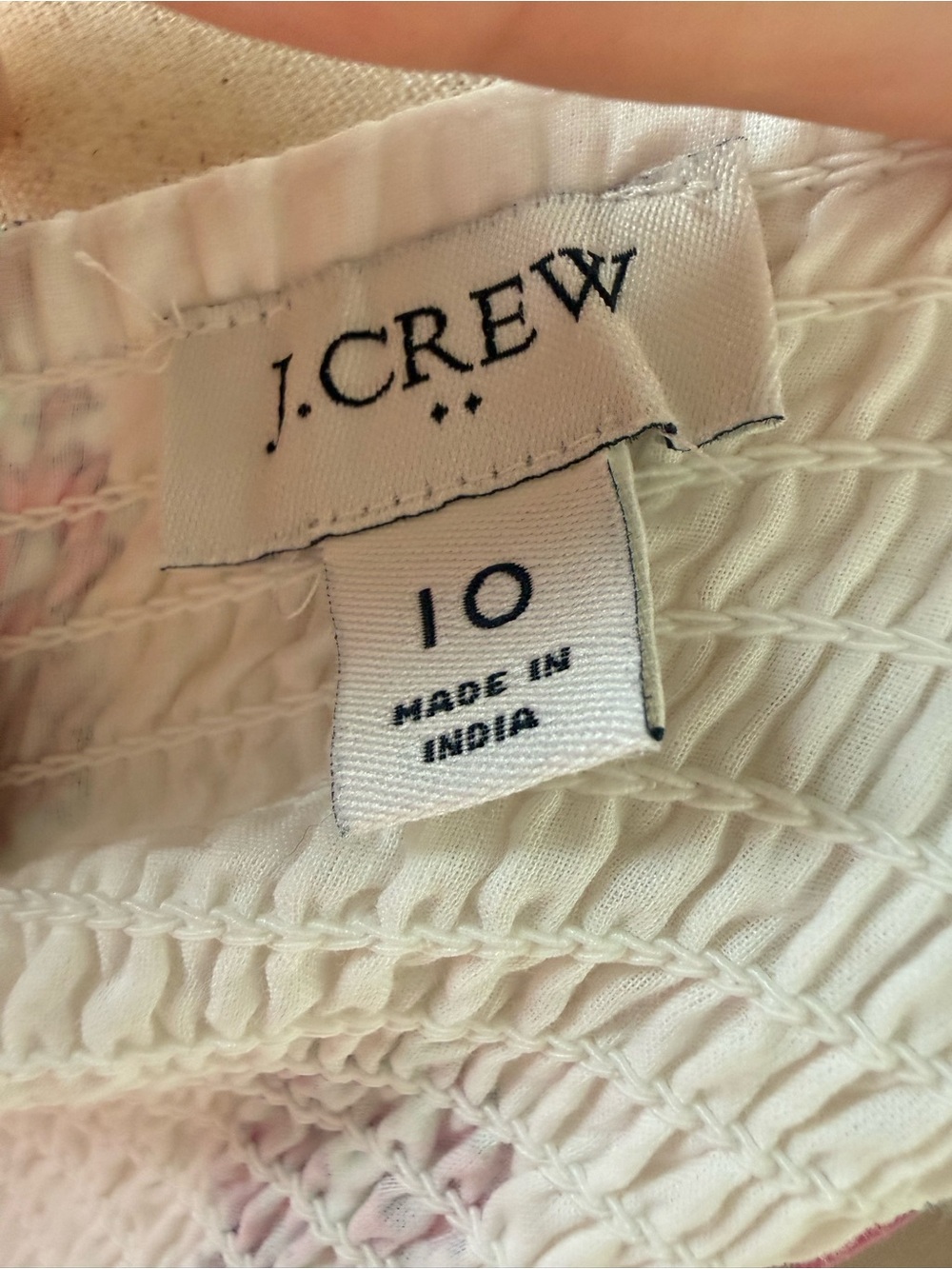 J.Crew Block Print Tiered Midi Dress White Pink Floral Square Neck Cotton SZ 10 - Picture 12 of 16